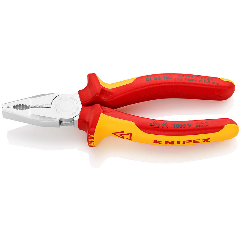 Плоскогубцы комбинированные хром-ванадиевые 160 мм KNIPEX 01 06
